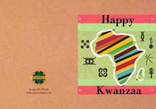 Load image into Gallery viewer, Multicolored Africa Happy Kwanzaa Greeting Card with paper texture (handmade look)
