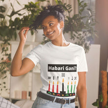 Load image into Gallery viewer, Habari Gani? Short-Sleeve Kwanzaa T-Shirt
