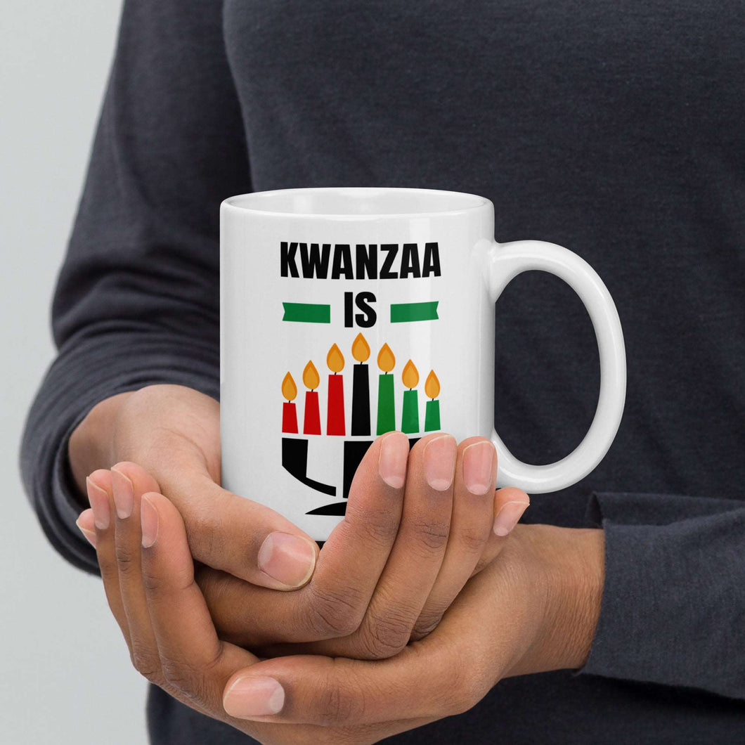 Kwanzaa Is Lit! | White glossy mug